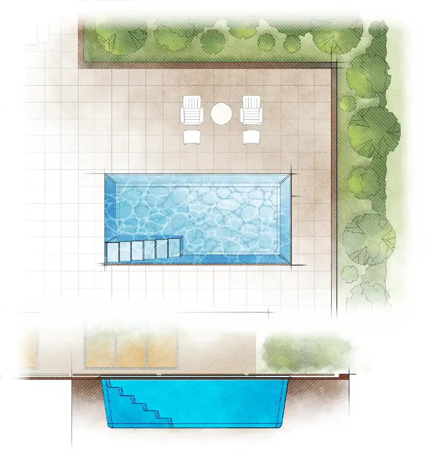 The Chic pool model by Aviva: Architectural drawing and key features