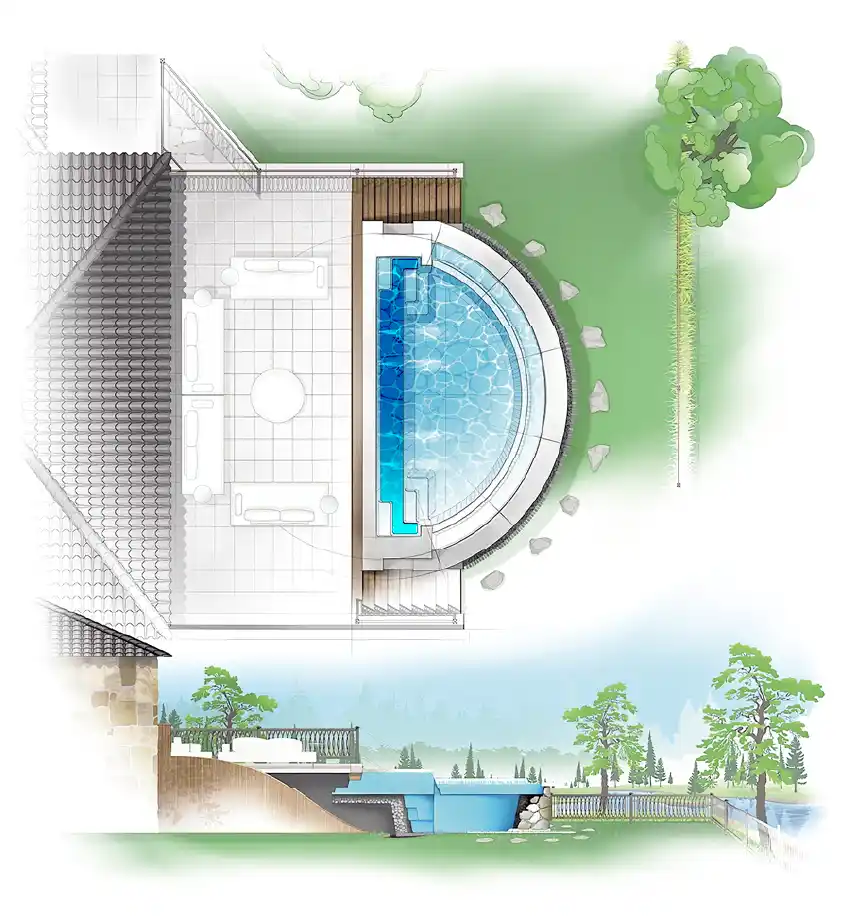 The Cosmopolitan pool model by Aviva: Architectural drawing and key features