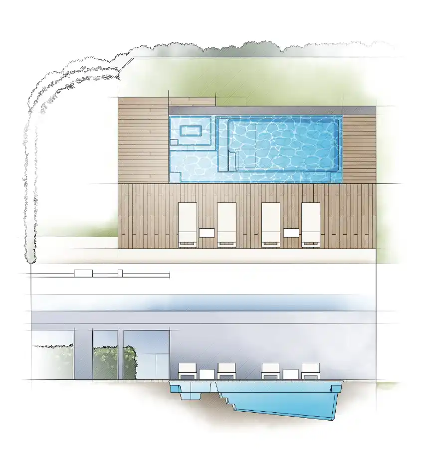 The Triumph pool model by Aviva: Architectural drawing and key features