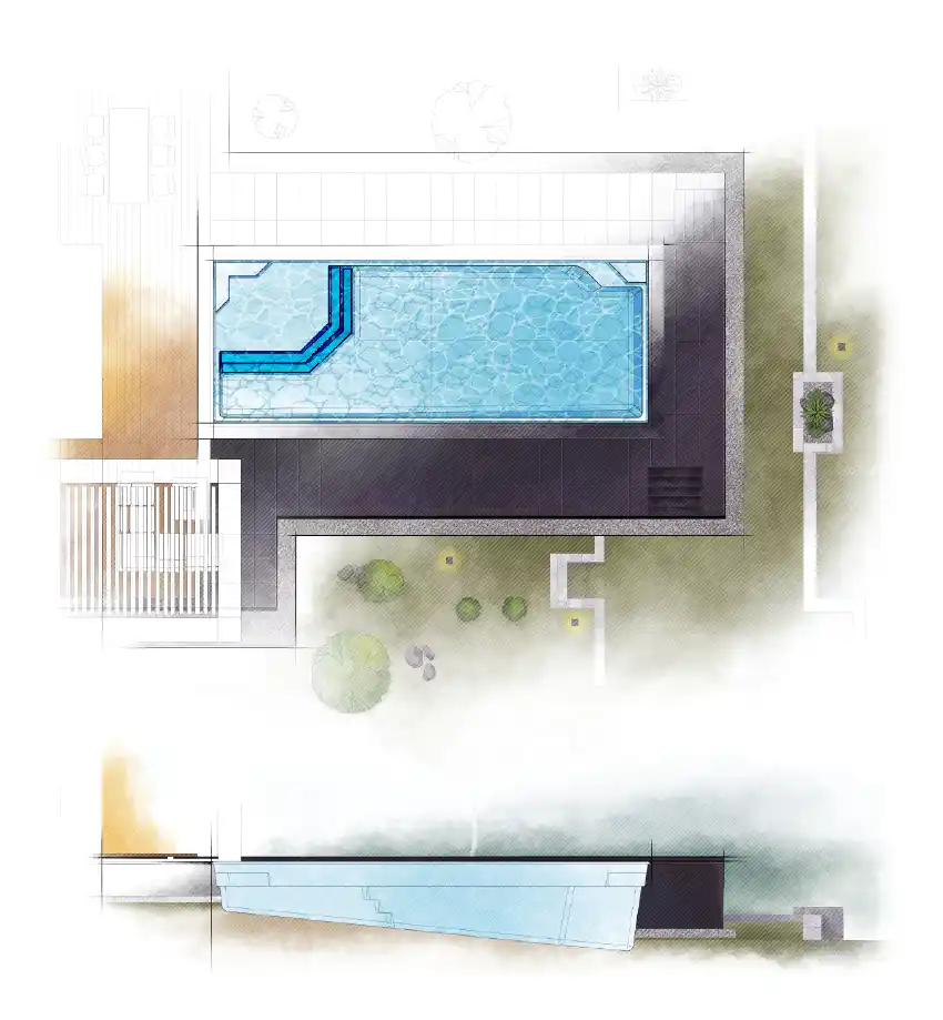 The Vogue pool model by Aviva: Architectural drawing and key features